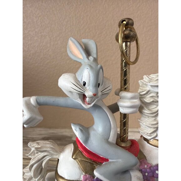 Six Flags Bugs Bunny Carousel Music Box Figurine Plays Carousel Waltz 1997 - Picture 13 of 17